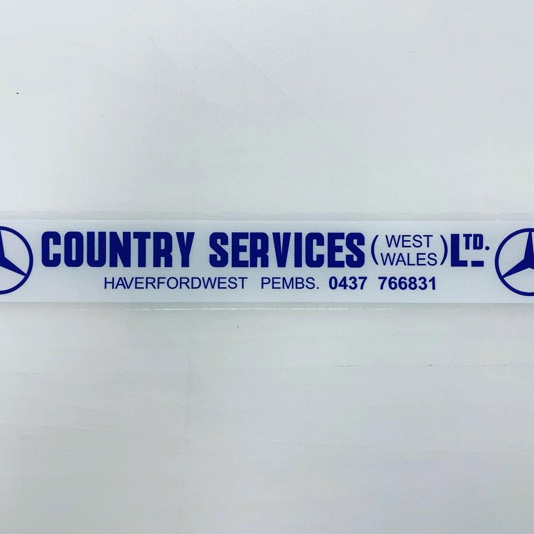 Country Services ltd dealership restore window sticker
