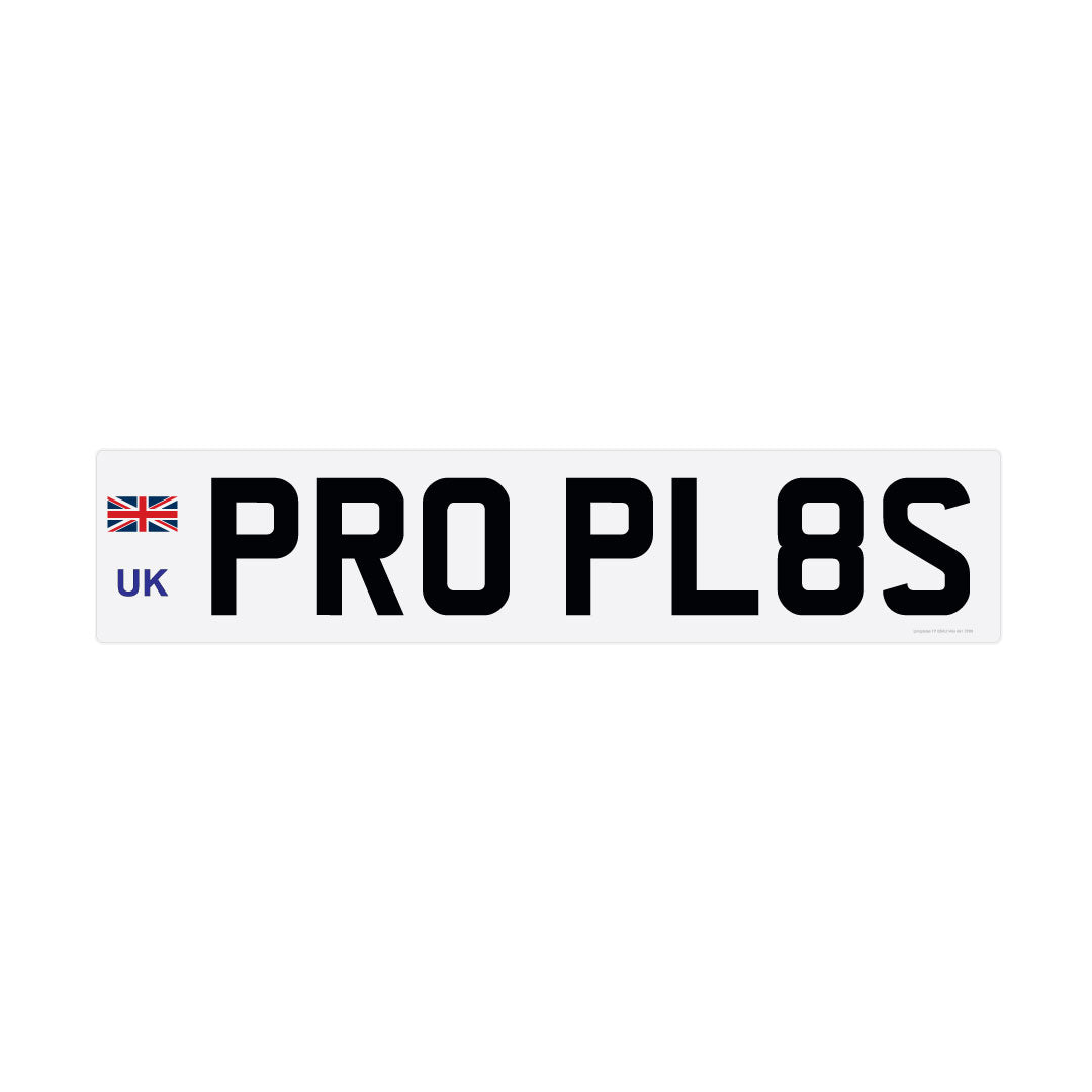 car Vinyl Sticker number plate with UK badge