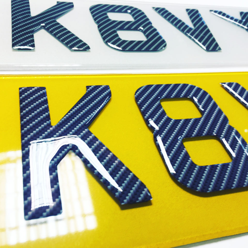 Carbon Fibre Gel 3D number plates Set