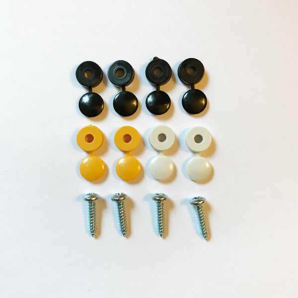 Number Plate Screw Fixing Kit with Coloured Caps