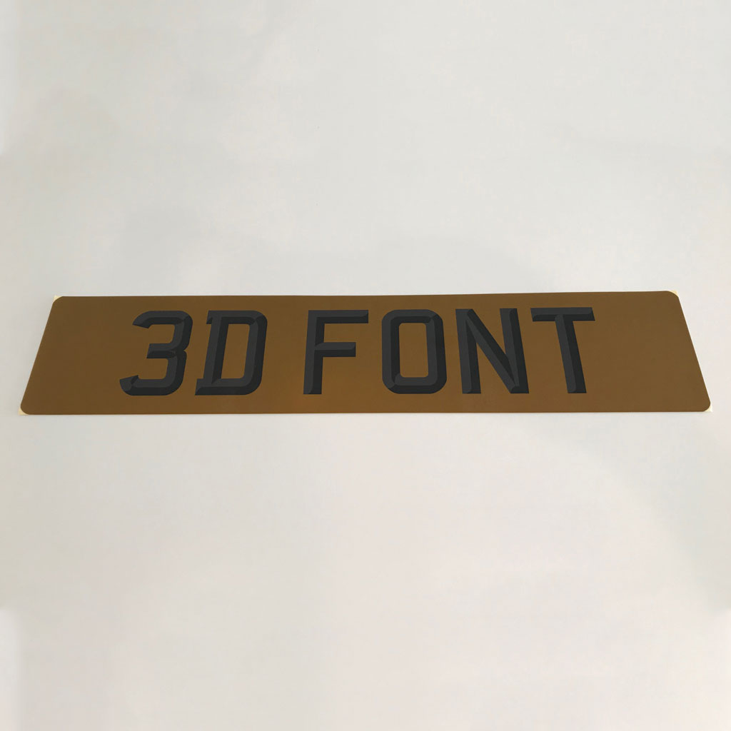 Tinted rear self adhesive number plate in 3D font