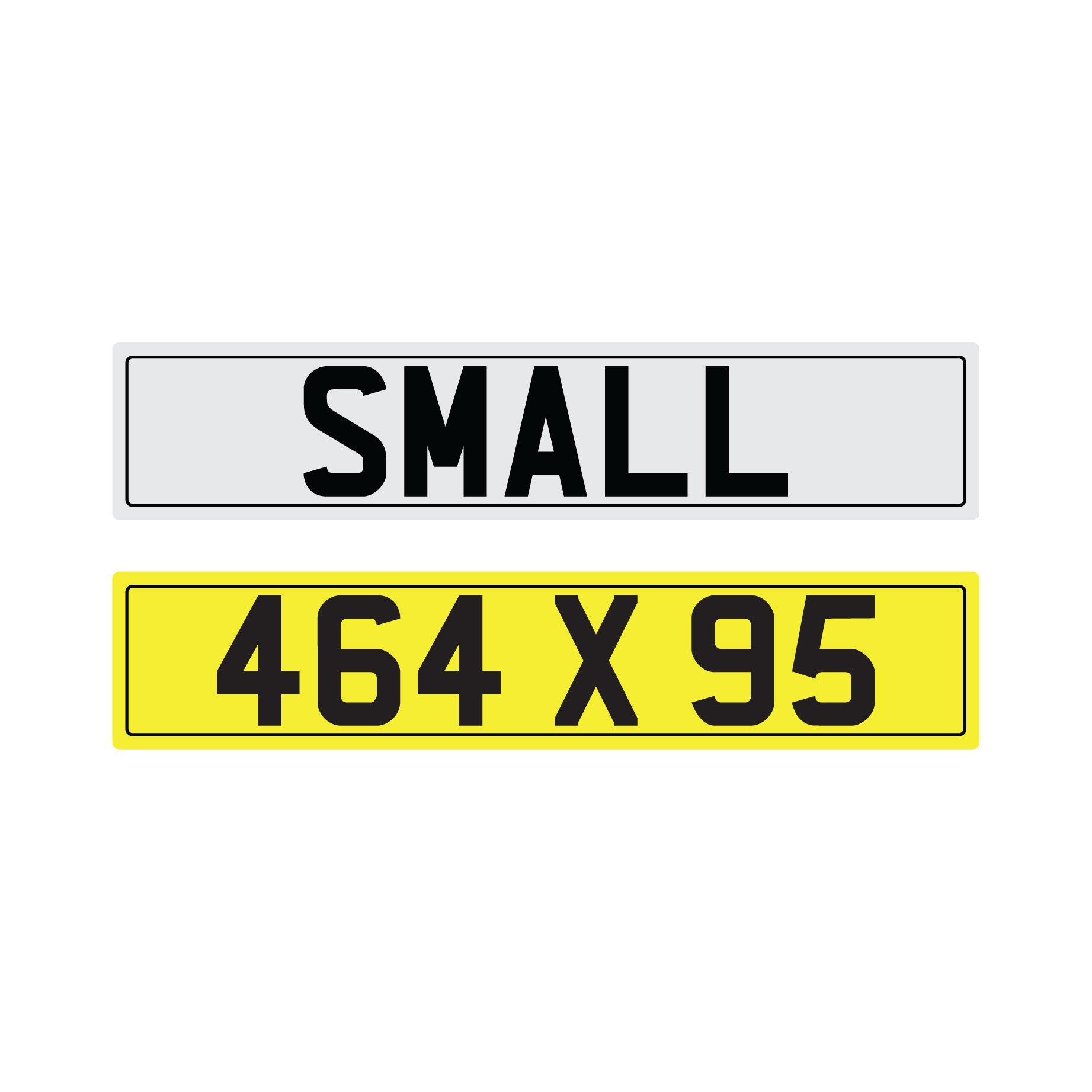 Small legal stick on number plates