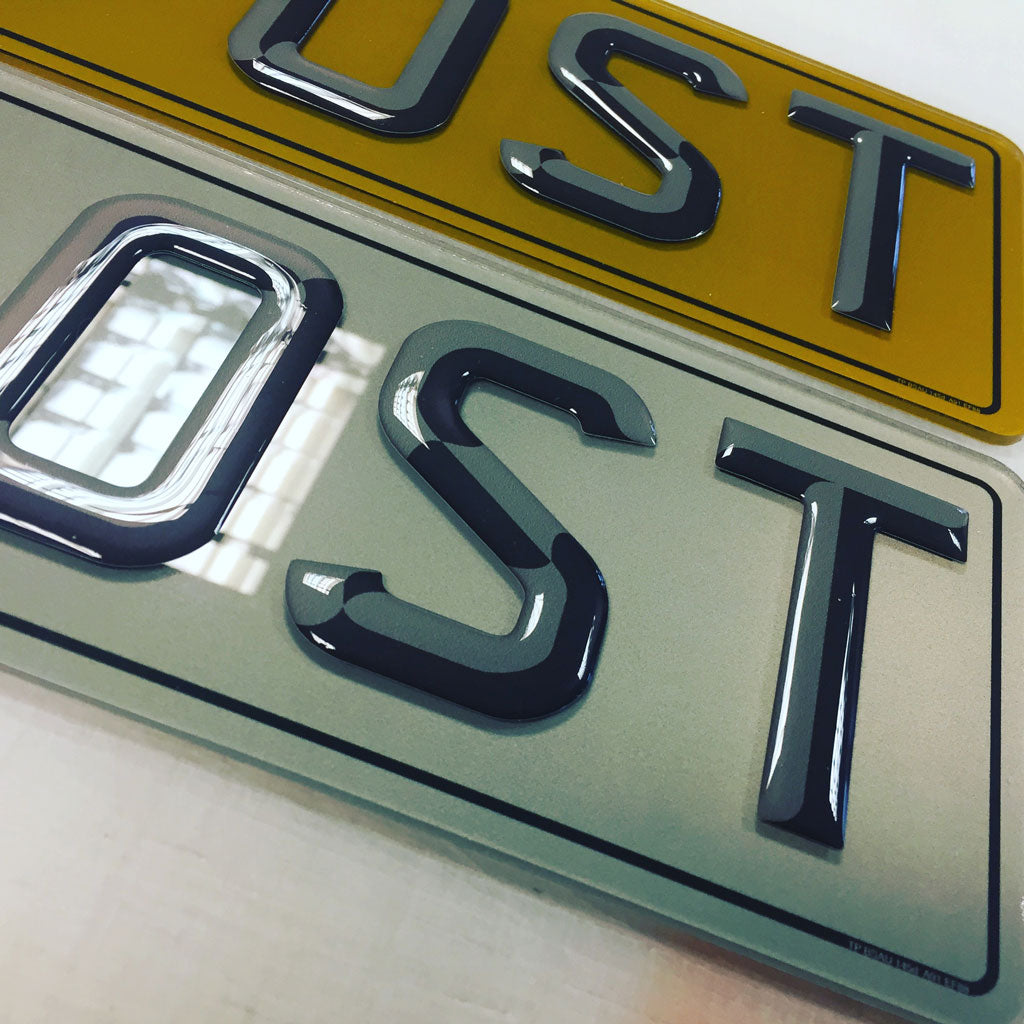 Gel tinted plates in 3D font