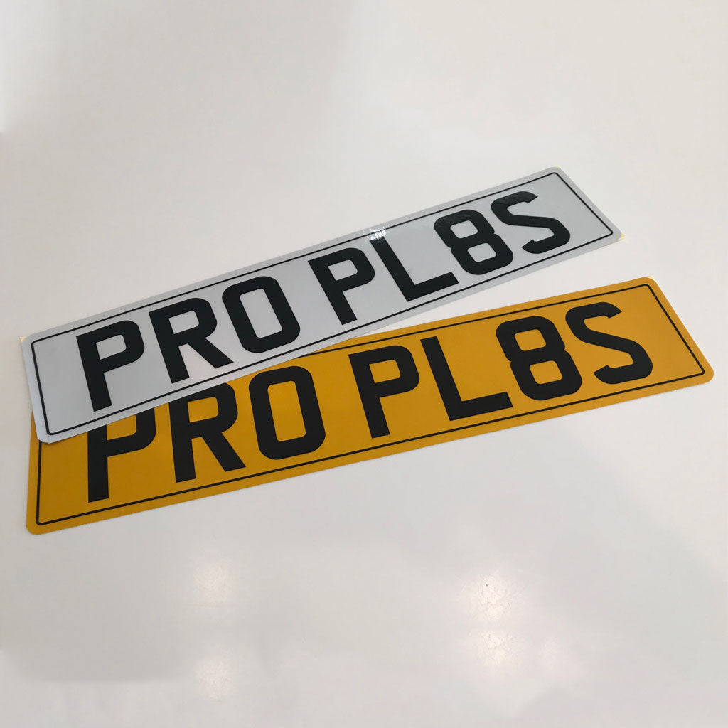 Front and rear stick on number plates