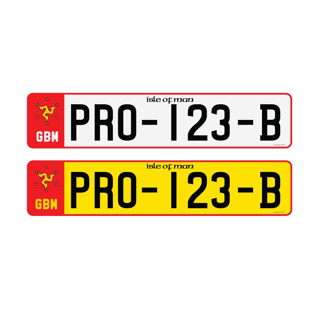 MANX ISLE OF MAN LICENSE PLATES RED border