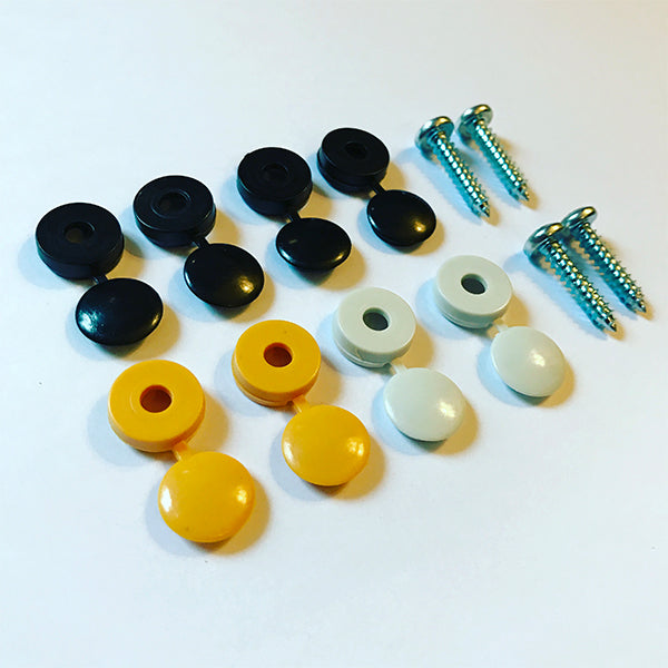 Number Plate Screw Fixing Kit with Coloured Caps
