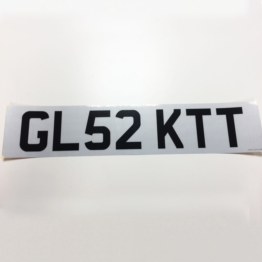 Small legal stick on number plates